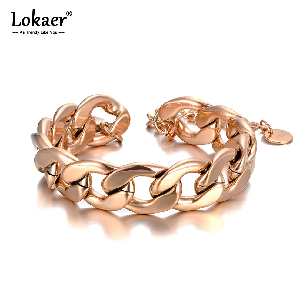 Lokaer Hiphop/Rock titane acier inoxydable grande chaîne épaisse Bracelets pour femme hommes Hyperbole chaîne lien Bracelet Bracelet B20018