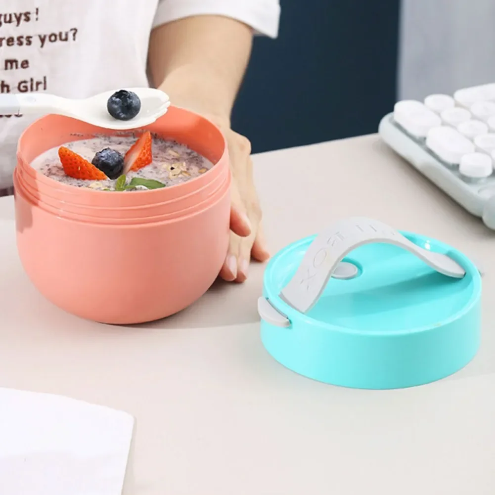 Bärbar soppkopp lunchlåda plast termosmugg matbehållare termoskopp vakuum bentobox med sked för barn