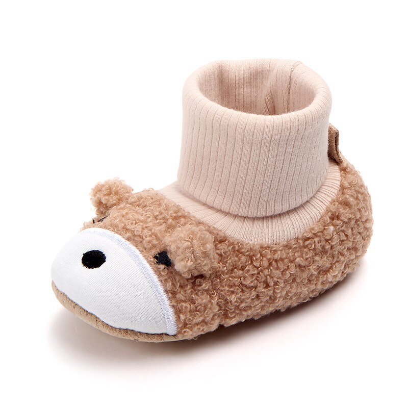Høst vinter baby tegneserie myk såle varme sko søte sauer småbarn sko sokker: Khaki / 2