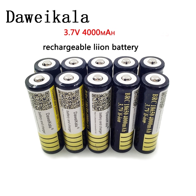 10 Stuks 18650 Batterij 3.7V 4000Mah Oplaadbare Li-Ion Batterij Voor Led Zaklamp Zaklamp Batery Litio Batterij +