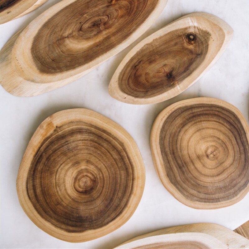 Acacia Wood Chopping Blocks Whole Wood Round Home Use Mini Fruits Cutting Boards Mildew Proof Tableware