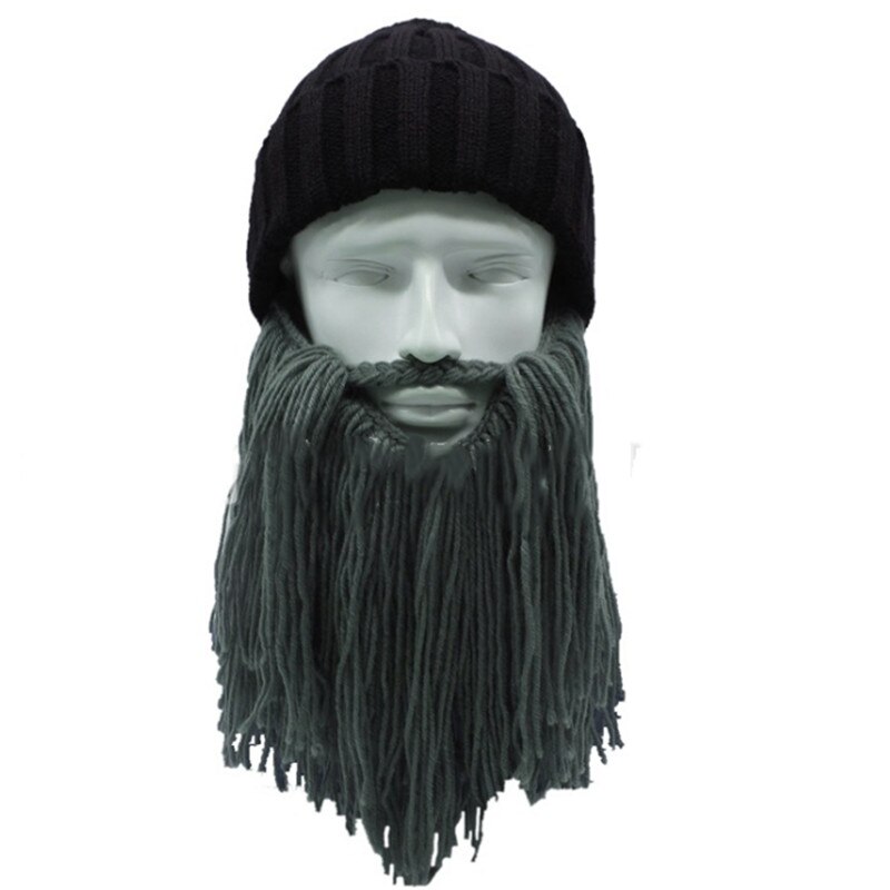 Sombreros creativos de punto para hombre, gorros abrigados de invierno, gorros vikingos, sombreros con barba para esquiar al aire libre, divertido sombrero para Halloween, touca inverno: 3