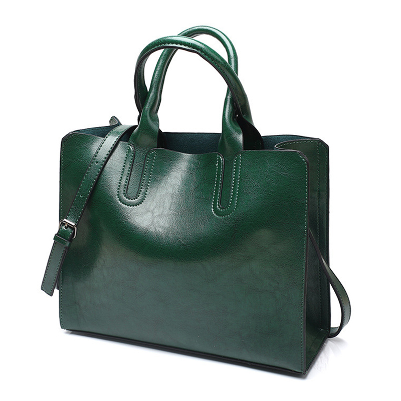 PU Leather Handbags Women Big Bag Ladies Shoulder Messenger Bag Female Bags Large Capacity Casual Totes Woman Bags: Green