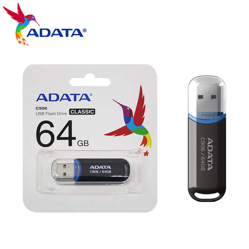 ADATA USB 2.0 Flash Disk C906 Memory Stick 8GB 16GB 32GB 64GB USB Flash Drive White Black Mini Portable Pen Drive For Computer