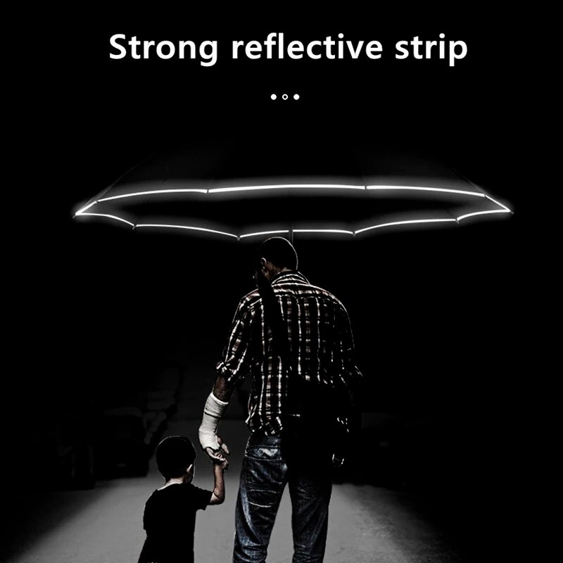 Dla Xiaomi automatyczny parasol z odblaskowym paskiem do tyłu światła Led parasol akademii 10 żeber 3-składany odwrócony parasol
