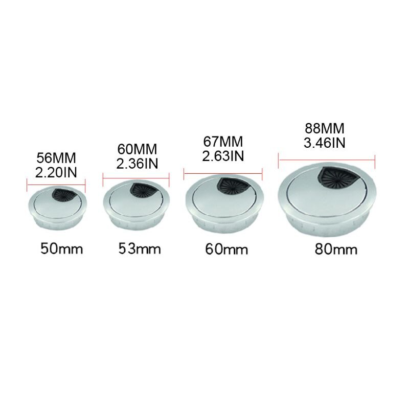2 pièces/ensemble 50/53/60/80mm bureau fil trou couverture Base en alliage de Zinc ordinateur passe-fil Table câble sortie Port Surface porte-ligne