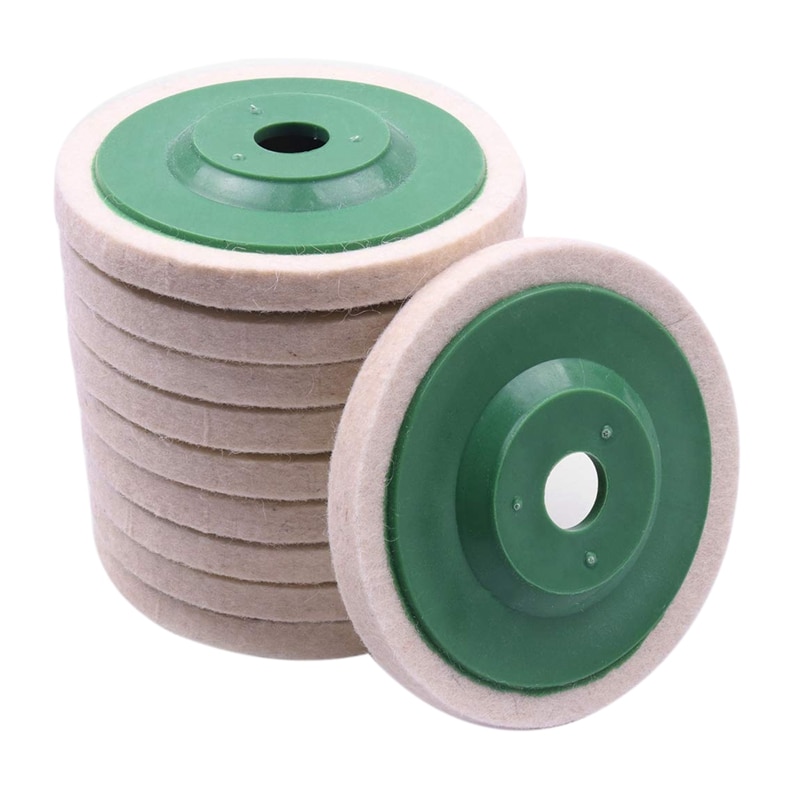 ! 10Pcs 100Mm 4 Inch Wool Buffing Round Polishing Wheels Pads Polisher Wheels for Copper Iron&amp;Aluminum Metal Polishing: Default Title