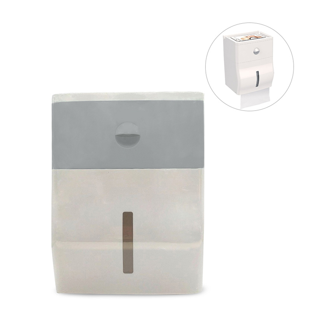 Waterproof Wall Mount Toilet Paper Holder Shelf Toilet Paper Tray Roll Paper Tube Storage Box Tray Tissue Box Home: Gray