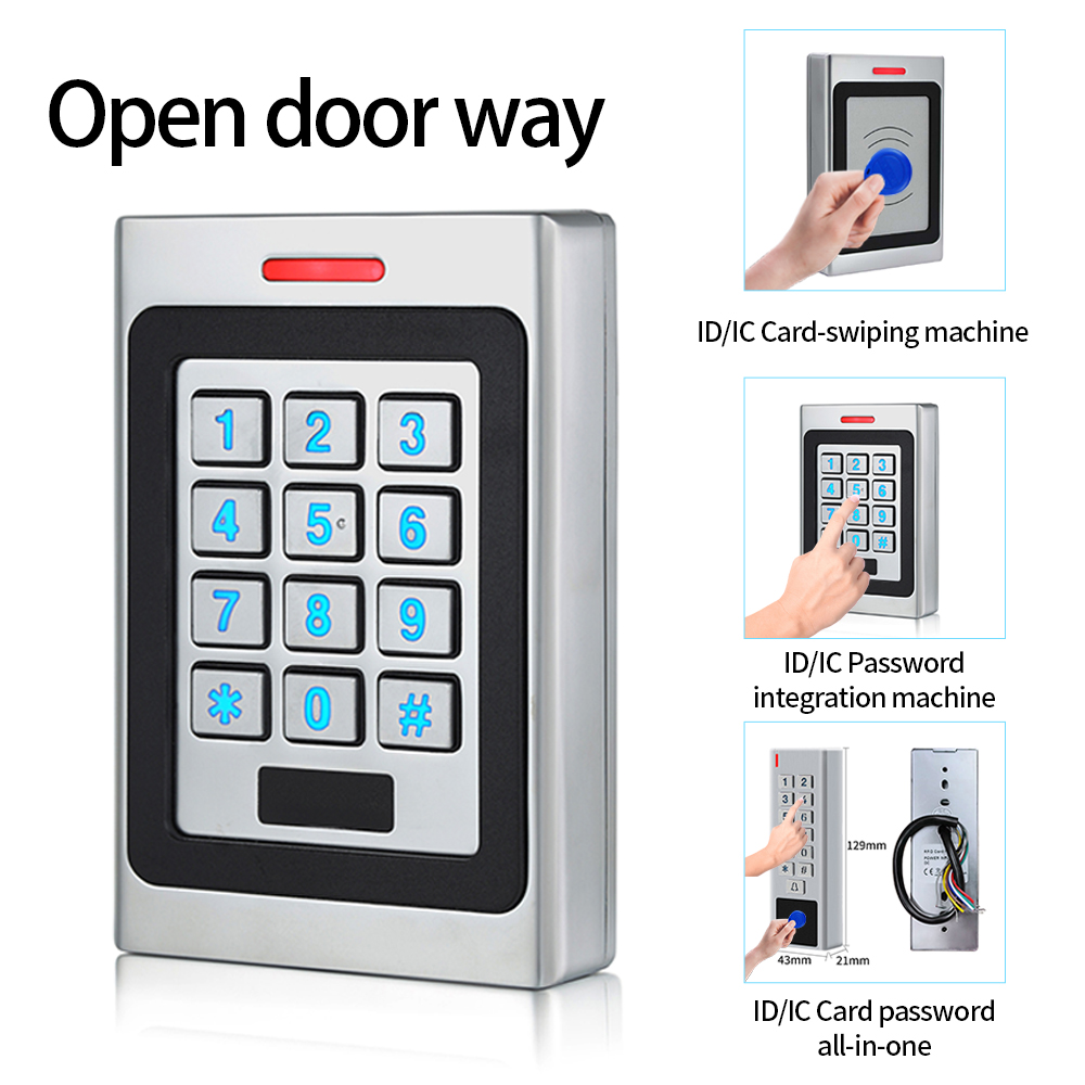 Dør Adgangskontrol Tastatur RFID Læser - 2000 Brugere - Wiegand Input/Output - Elektrisk Lås - Udendørs Dørklokke - IP67 - Zinklegering