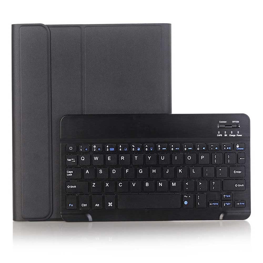 Wireless Keyboard For iPad 10.2 inch Case PU Leather Flip Stand Cover For iPad 7th Gen 10.2" Backlit Bluetooth Keyboard: Black-Black