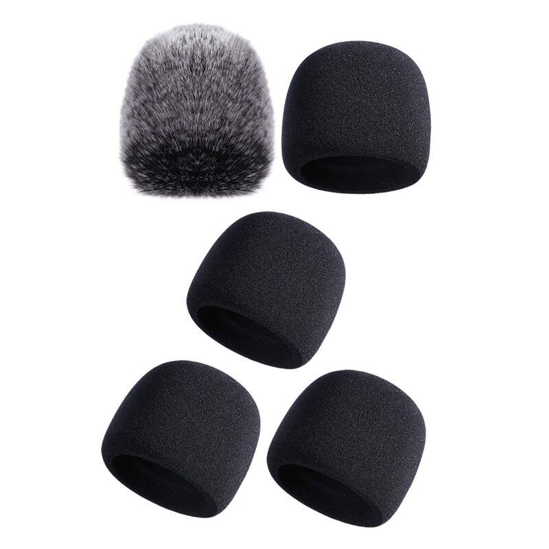 3x mikrofon dæksvamp mikrofon windsn til blå yeti, yeti pro kondensator & (svamp og furry windsn , 2 pakke)