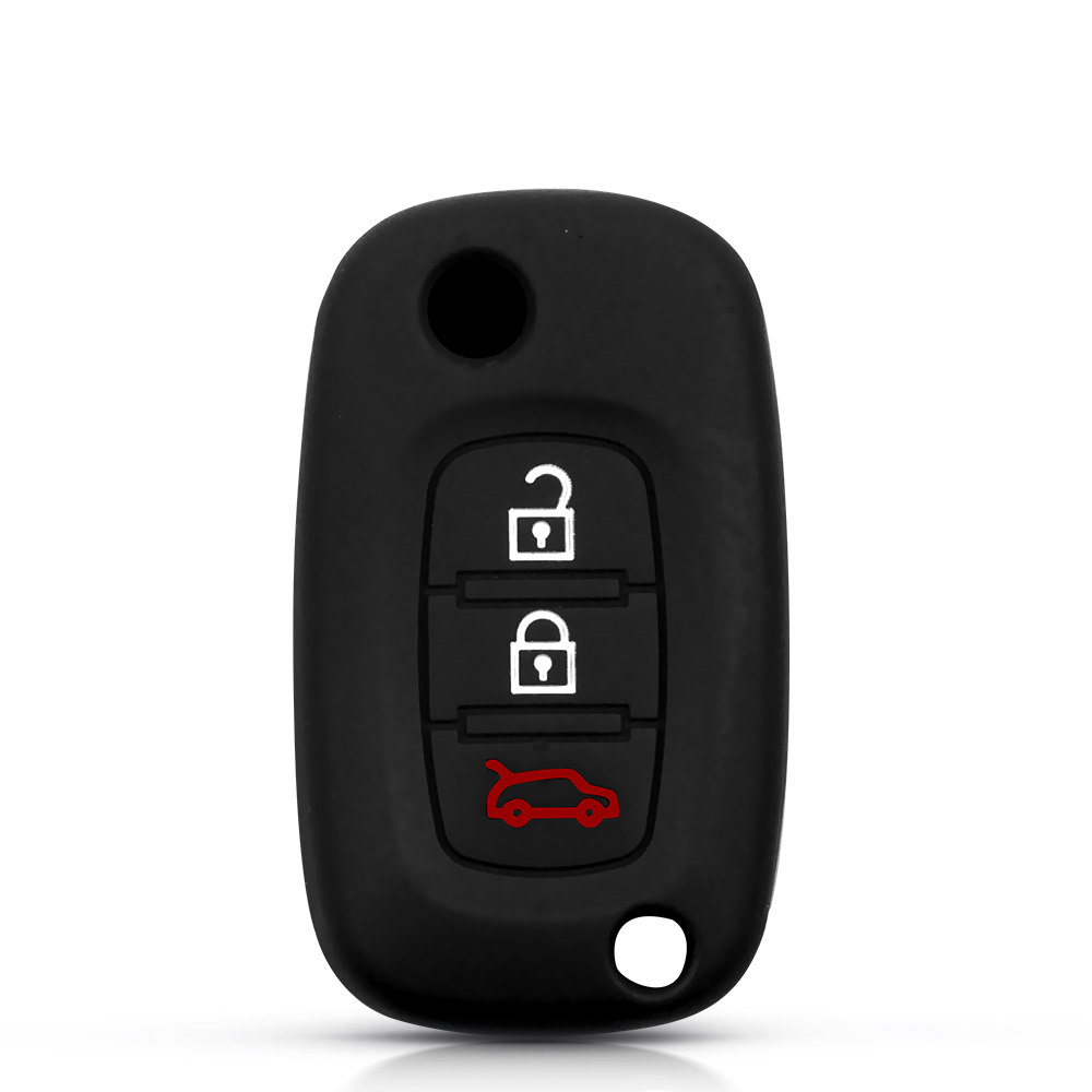Keyyou 2/3 knapper filp bil fjernbetjening nøglecase shell til renault fluence clio megane kangoo modus auto nøgle med  ne73/va2 blade: Silikone 3 knap b