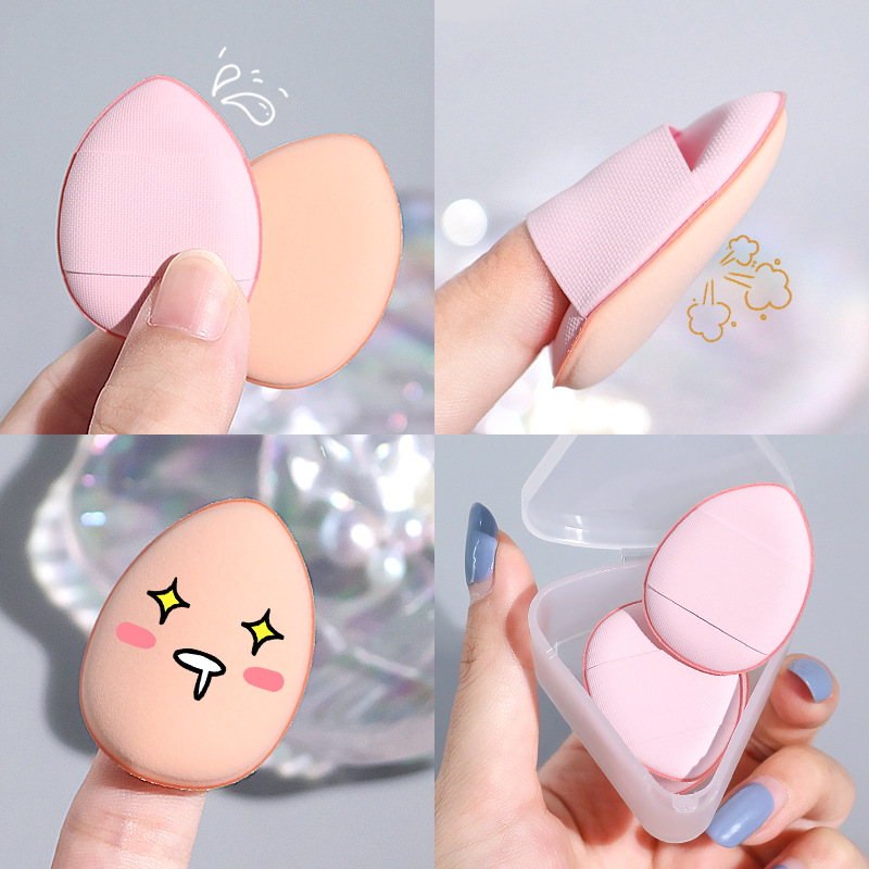 3 stks Mini Size Vinger Bladerdeeg Set Professionele Cosmetische Kussen Bladerdeeg Concealer Foundation Detail Bladerdeeg Make-up Spons Beauty Tool