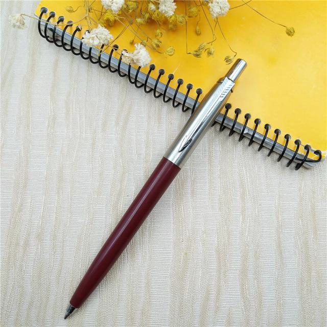 1 stk metal kuglepen bærbar roterende automatisk kommerciel kuglepen kuglepenne skriveværktøj kontorartikler fl: Rød