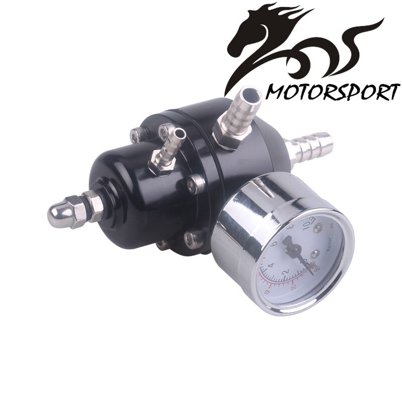 Universal Car Adjustable Fuel Pressure Regulator with Gauge black