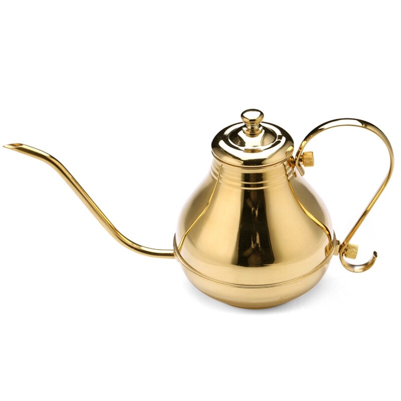 Fine Mouth Gooseneck Coffee Pot Long Spout Pour over Drip Coffee Kettle Stainless Steel DIY Coffee Maker Teapot: Gold