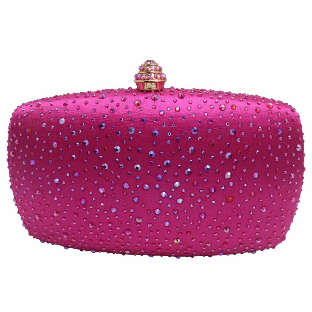 Vrouwen Royal Blue Harde Box Clutch Avondtassen Met Sparkle Crystal Diamonds Voor Dames Harde Koppelingen Doos Crystal Avond tas: Fuchsia AB