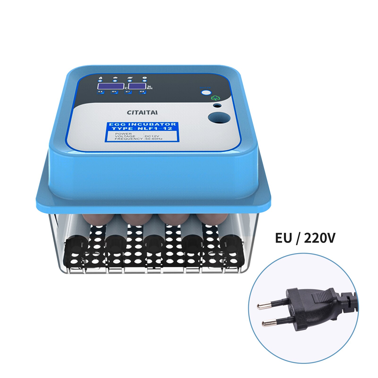 Egg Incubator Fully Automatic Incubator Household Brooder Farm Chicken Bird 12 Eggs Animal Supplies Hatching Machine Poultry: EU plug-12 eggs