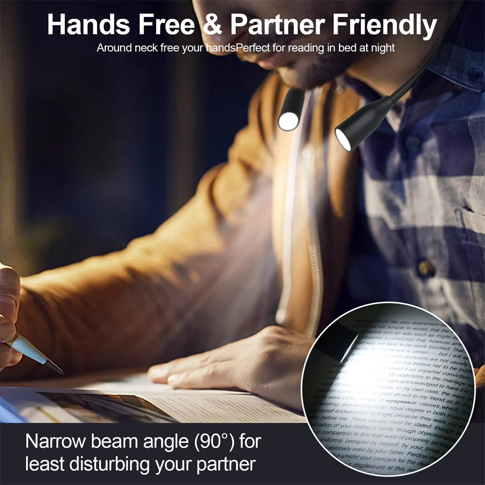 LED-Lesehalsleuchte, wiederaufladbar über USB, Bücherlampe 360° ° flexibel Arm Lesebuch Licht Lesen Hals Lampe Studie Lesen Nachtlicht