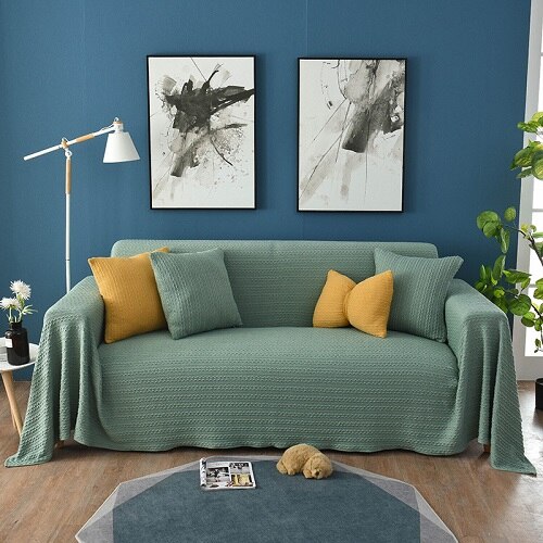 Nordic knit solid color full cover universal sofa Grandado