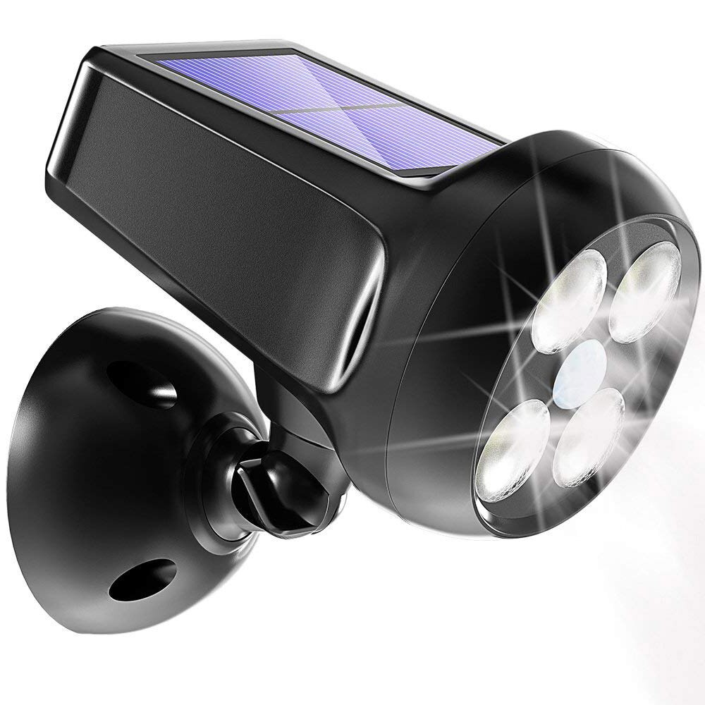 Solar Motion Sensor Spot light Garden Waterproof 360-Degree Rotatable 4LED Solar Panel for Path Porch Garden Path Wall Lights