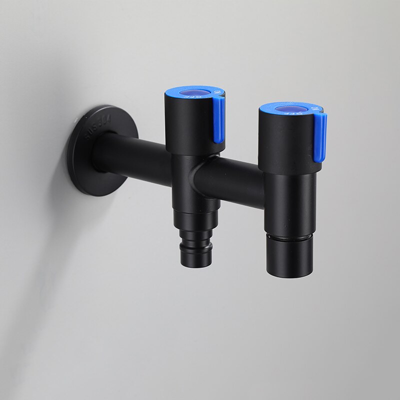 Black Washing Machine Faucet Wall Mounted Bidet Faucet Single Cold Black Outdoor Faucet Bathroom Sink Tap Garden Bibcock Tap: style 2