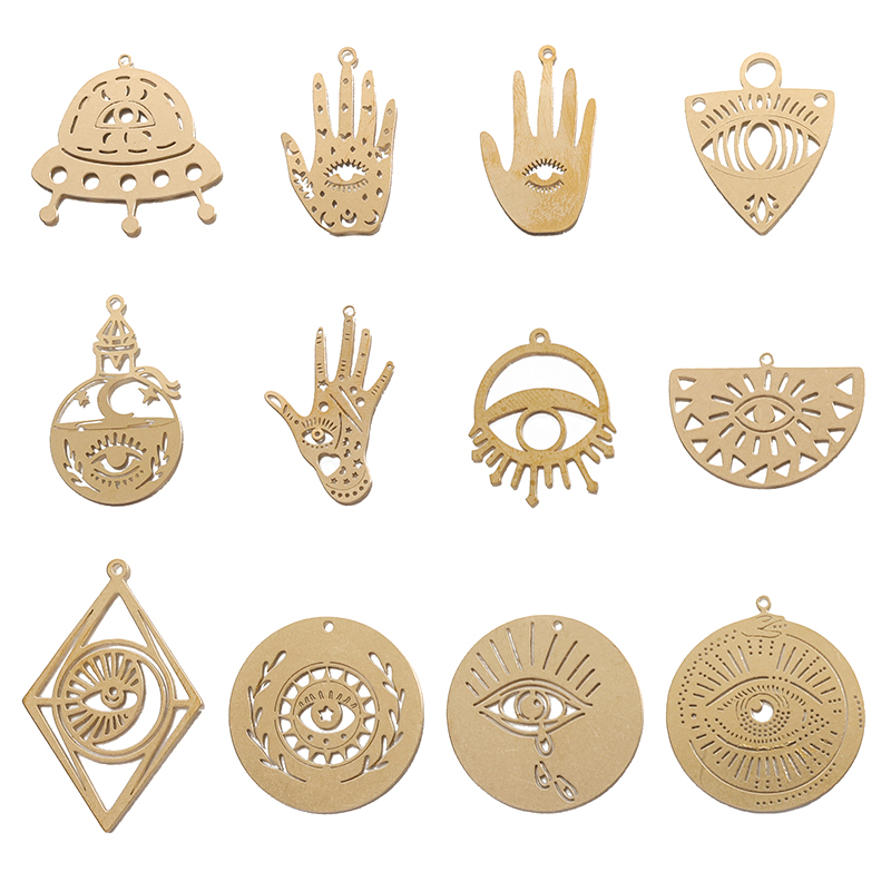 1 paquete de latón en bruto religioso Egipto Ojo del mal Celestial ojos que todos ven encanto colgante para joyería DIY haciendo Accesorios