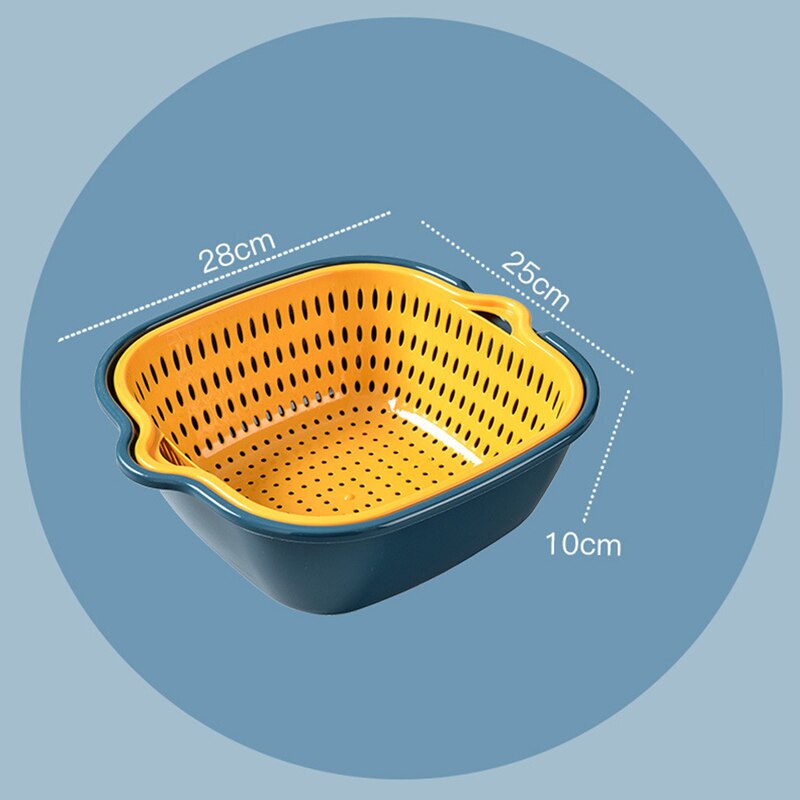 Kitchen Double Drain Basket Bowl Washing Storage Basket Strainers Bowls Drainer Vegetable Cleaning kitchen Gadgets: L