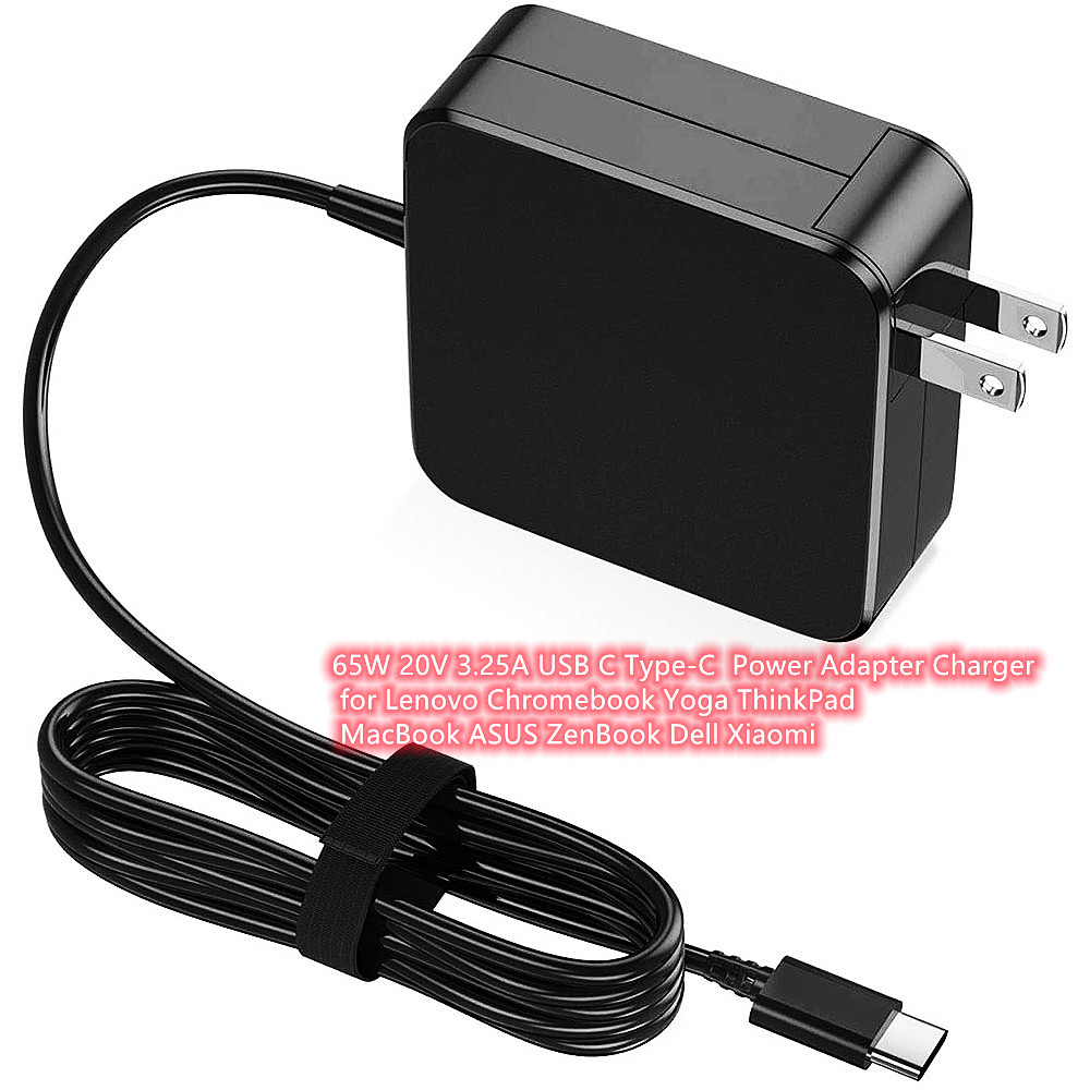 65W 20V 3,25 A USB C Typ-C PD Power Laptop Adapter Ladegerät für Lenovo Chromebook Yoga thinkPad MacBook ASUS ZenBook Dell Xiaomi