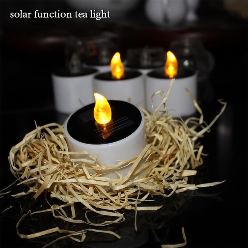 Velas alimentadas por energía Solar 6X velas sin llama para exteriores con Sensor de luz luces de té impermeables para linterna jardín Camping hogar