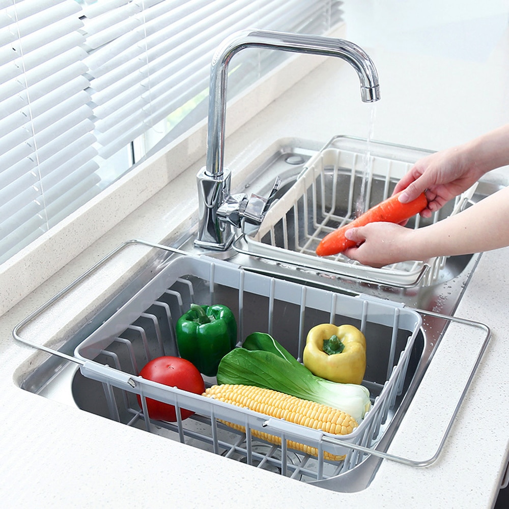 Telescopic sink drain rack plastic kitchen dish rack bowl chopsticks rack household vegetable storage rack WY527
