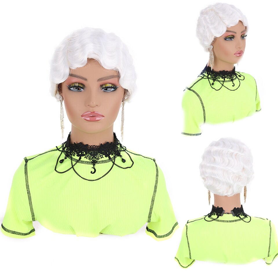 SEEANO – perruque synthétique Afro courte noire 6 pouces pour femmes noires, Blonde rouge violet rose blanc vert, perruque de Cosplay résistante à la chaleur: 1B/27HL