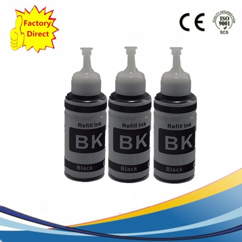 Dye Based Refill Ink Kit For Epson L100 L110 L120 L132 L210 L222 L300 L312 L355 L350 L362 L366 L550 L555 L566 Printer: 3BK