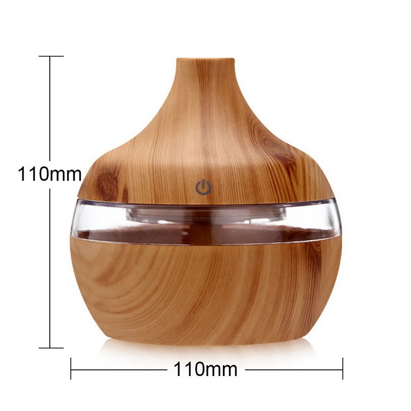 300ML Electric Humidifier Essential Aroma Oil Diffuser Ultrasonic Wood Grain Air Humidifier USB Mini Mist Maker for Office: Light wood grain
