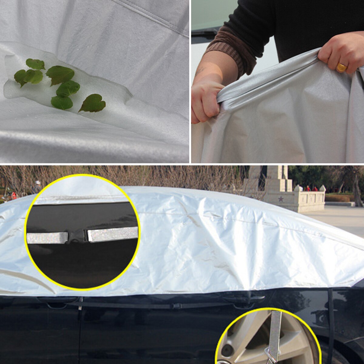 UV Protection Dust Proof Car Cover Universal Fit Half Semi Car Protection Cover