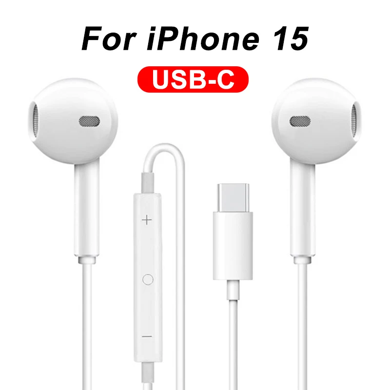 In-ear-øretelefoner for apple iphone 16 15 14 13 12 11 stereolyd kablede ørepropper bluetooth-kompatible hodetelefoner 3.5mm for alle telefoner: Svart