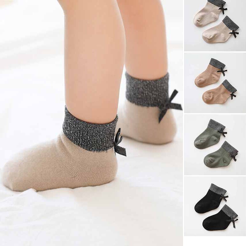 Cute Bow Glitter Newborn Socks Soft Cotton Baby Girl Boy Socks skarpetki Winter Warm Born Baby Socks meia infantil