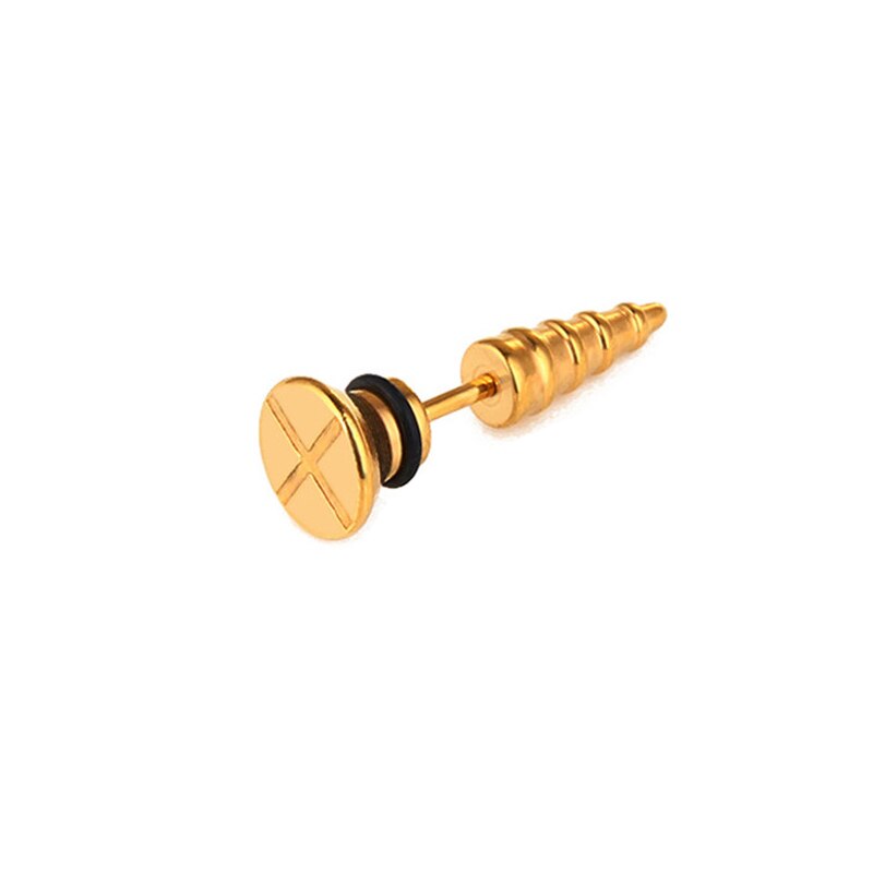 Piercing de acero inoxidable estilo gótico para hombre y mujer, aretes, Piercing, acero inoxidable, Punk, Rock, 2 piezas: 4-Gold