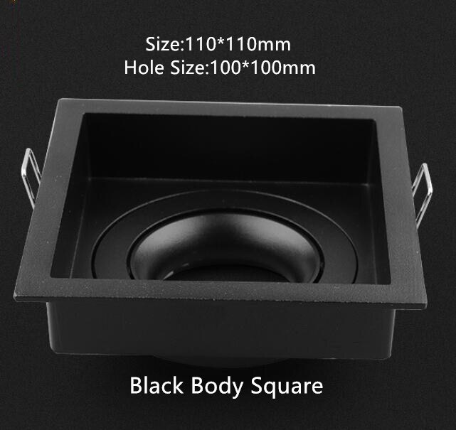 Anti-verblindings  gu10/mr16 frame beugel fitting spot licht houder fitting verstelbare inbouw plafondmontage downlight lampvoet: Zwart vierkant