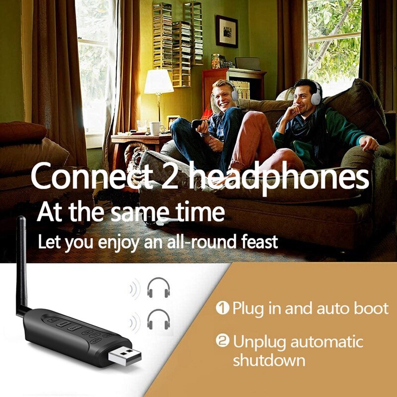 Bluetooth 5.0 Audio Transmitter USB Dongle Aptx HD/LL Low Latency BT 5.0 3.5Mm AUX Jack RCA Wireless Adapter &amp; Mic