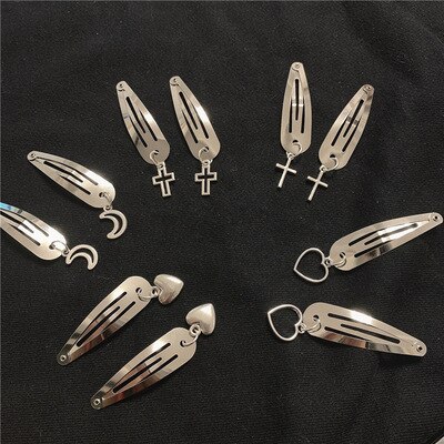 Vintage metal kors måne hjerte hår klip hår tilbehør til piger kvinder harajuku udhulet fersken hjerte hårspænder