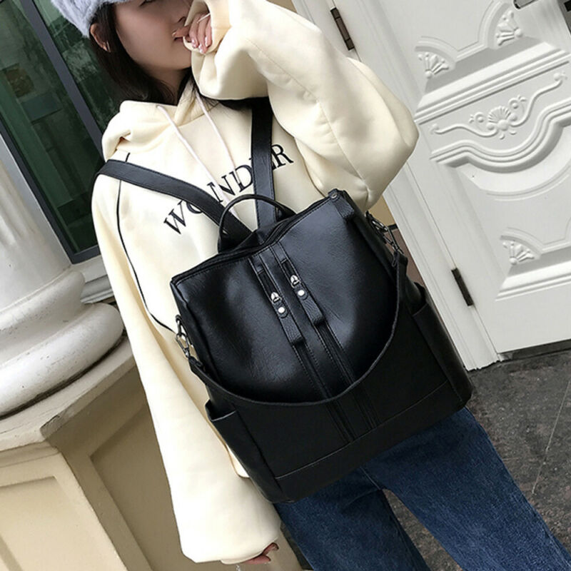 Mochila de piel sintética para mujer, bolso de viaje, escolar, para hombro, a la ,