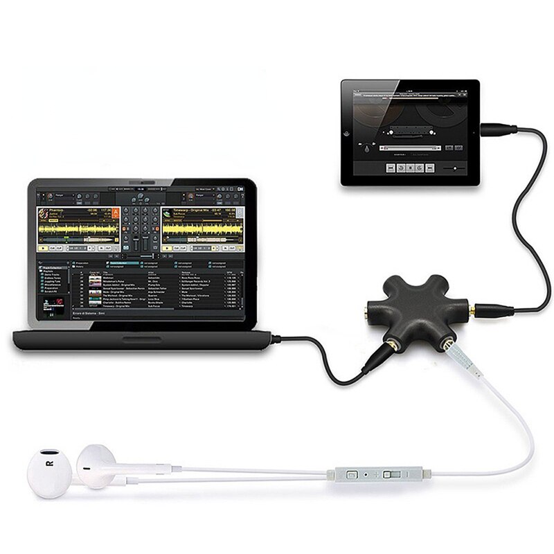 Audio Splitter Aux Audio Kabel 1 Male Naar 5 Vrouwelijke Poort 3.5 Jack Share Adapter Voor Iphone Samsung MP3 Speler headset Extension