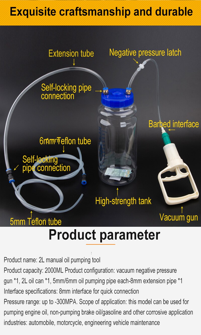 2L Car Manual Oil Change Vacuum Pump Oil Change Pump Wast Oil Collector Vacuum Pump Maintenance Tool Artifact Oil Pumps