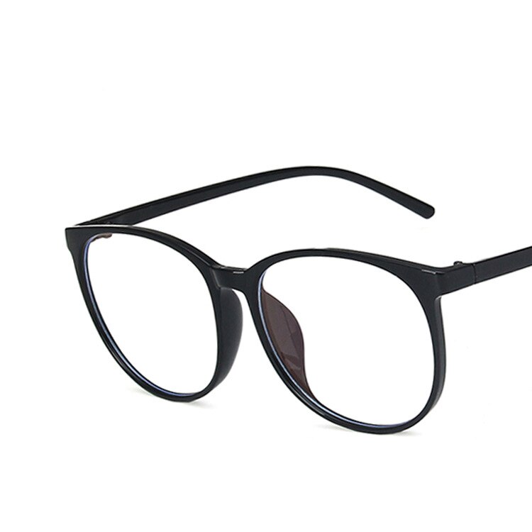 Montura transparente para gafas de ordenador para hombre y mujer, anteojos redondos con bloqueo de luz azul,: bright black F