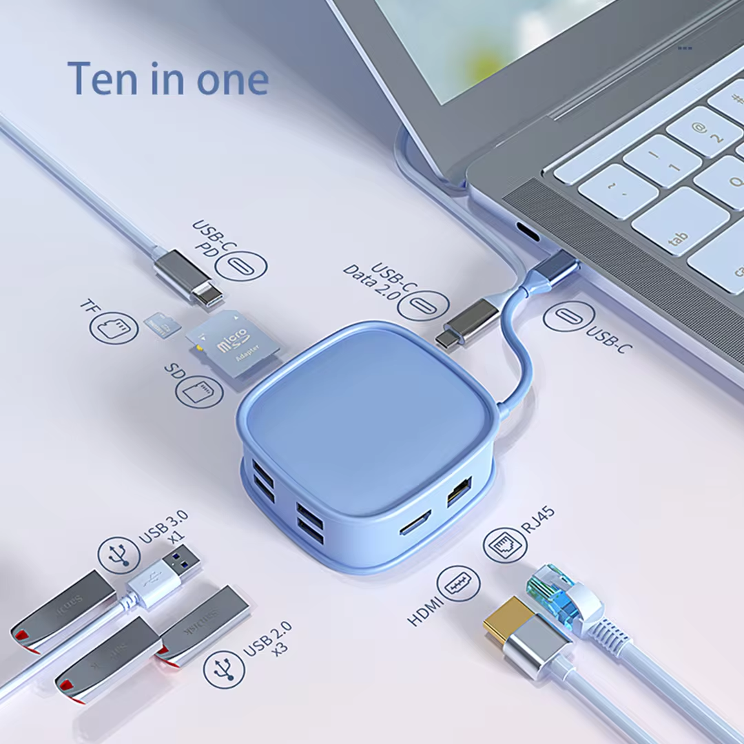 Steam Deck Docking Station TV Base Stand 10 in 1 Hub USB Type C To -compatible 60Hz HDMI-compatible USB-C For Steam Deck TV Base: Blue