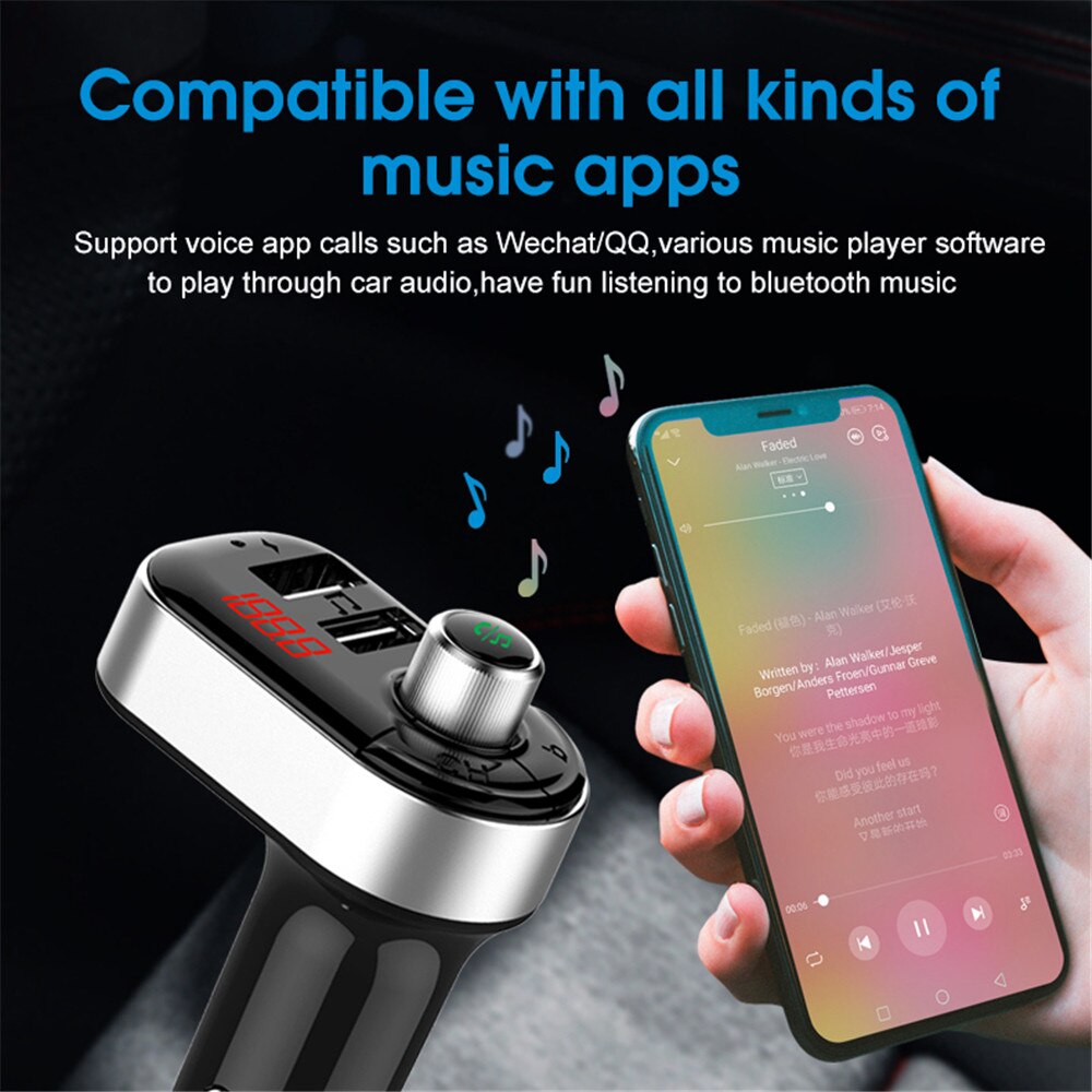 Kebidu fm-transmitter 3.1a dual-usb-autoradio mit bluetooth 5.0, kabelloser freisprecheinrichtung, audioempfänger für  mp3- player, schnellladegerät, autozubehör
