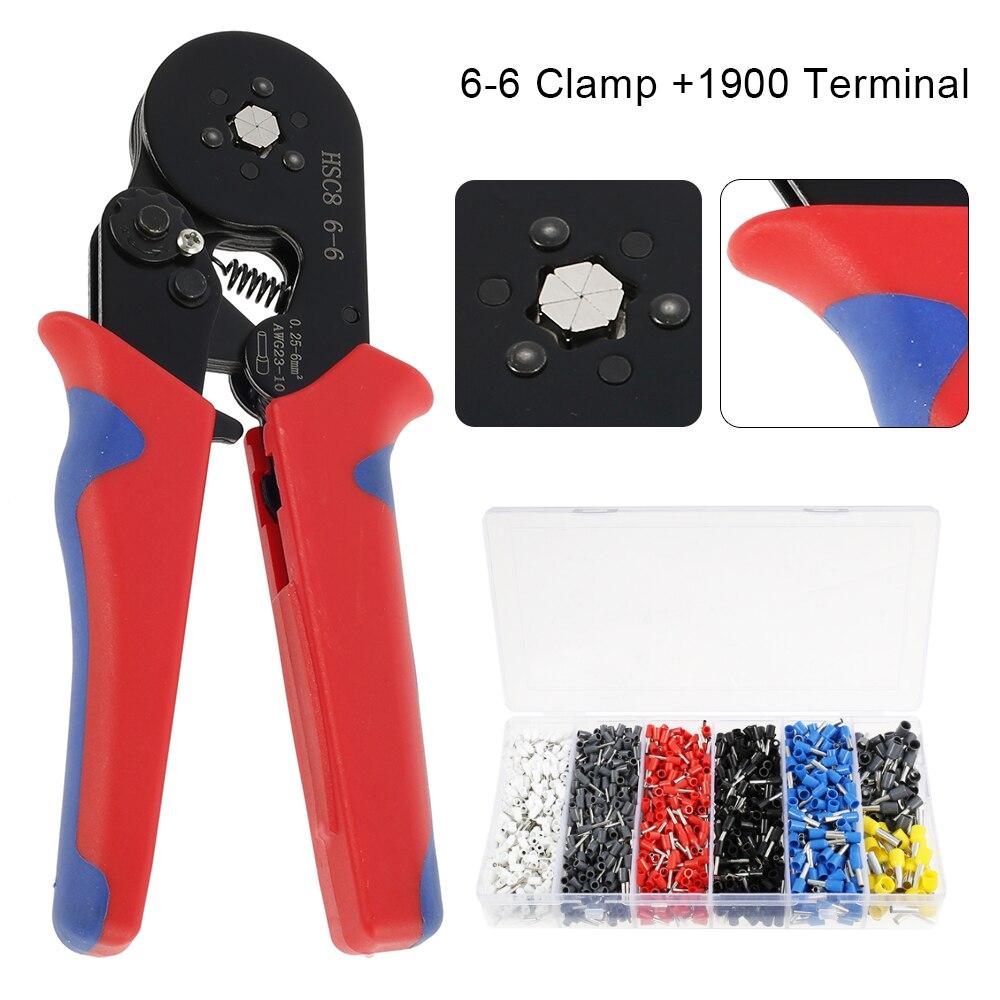 Crimper Plier Set HSC8 6-6 Ferrule Crimping Pliers Wire Crimping Tool Wire Stripper Hand Ferrule Crimp Set With 1900 Terminals