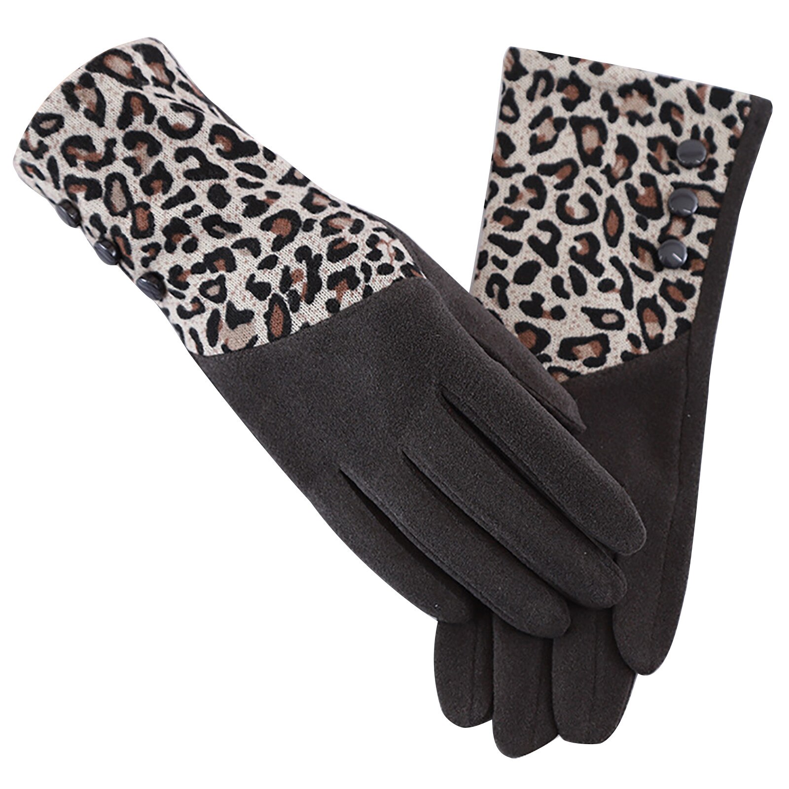 Guantes de mujer con estampado de leopardo, guantes con estampado de leopardo y pantalla táctil de lana para dedo índice, guantes de invierno para mujer