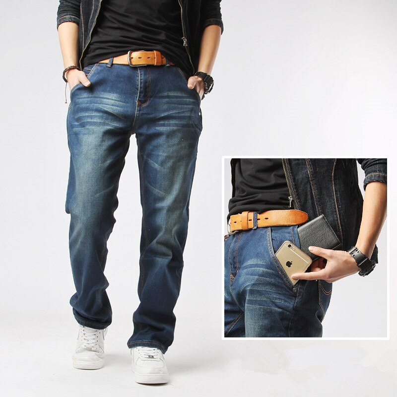 Jeans en coton pour hommes, jeans grande taille, décontracté, quotidien, rétro, mode, jeans grande taille, vêtements 8XL, bleu, M